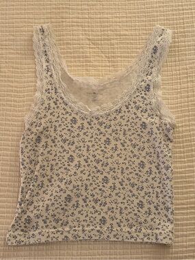 Brandy Melville Lace Trim Floral Tank Top